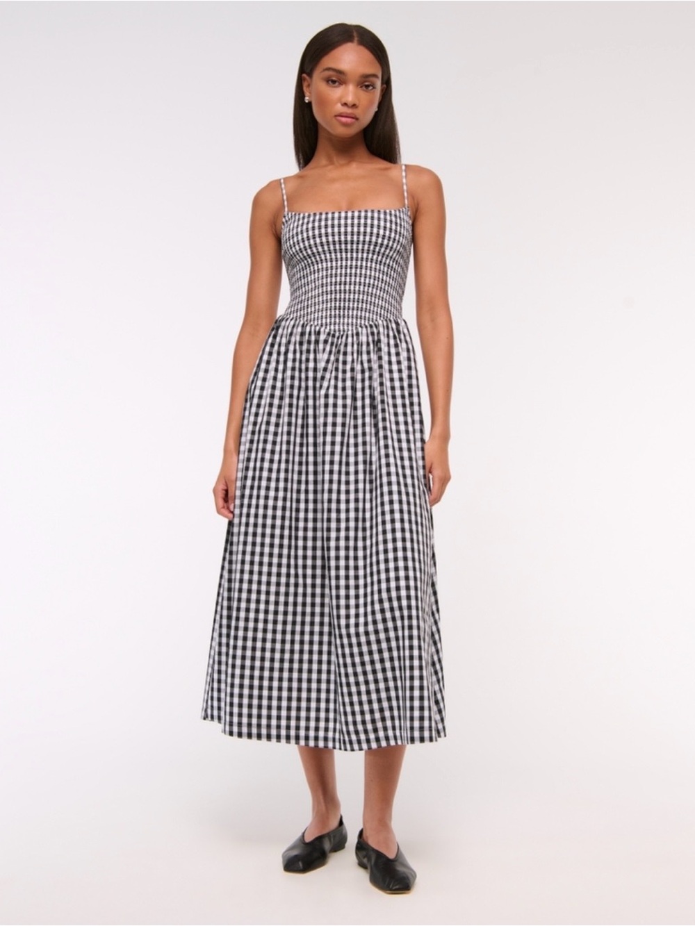 Dipped-Waist Smocked Midi Dress - Picture 2 of 4